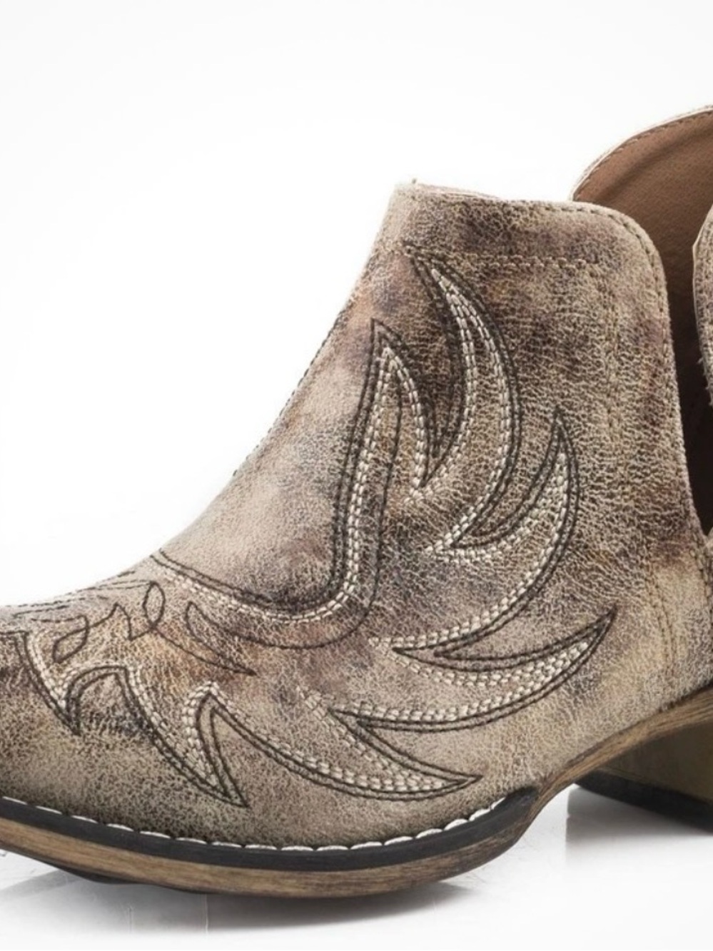 Roper Distressed Taupe Western Ankle Boot